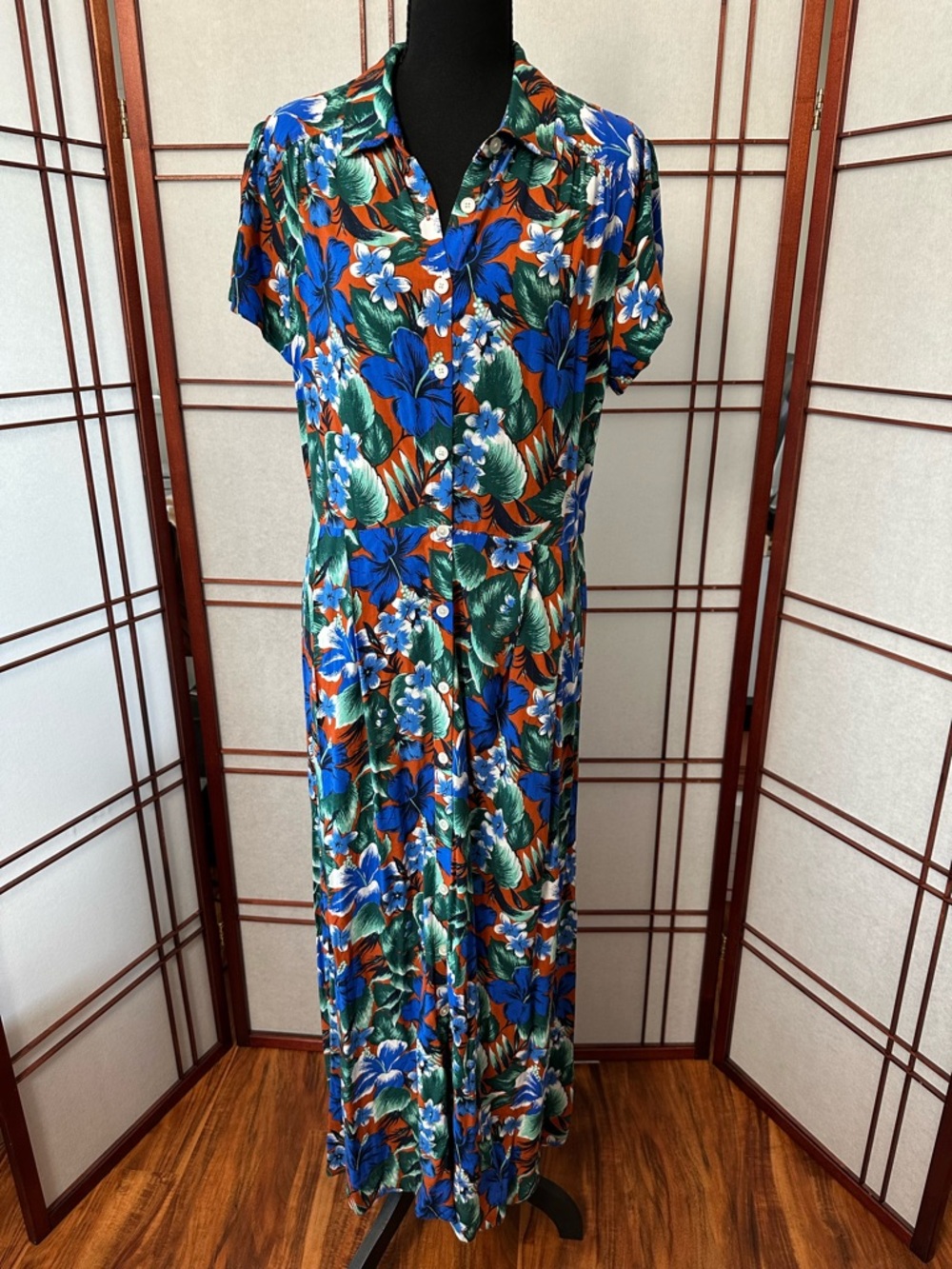 J. Crew Tropical Floral Shirt in Blue, Green & Rust